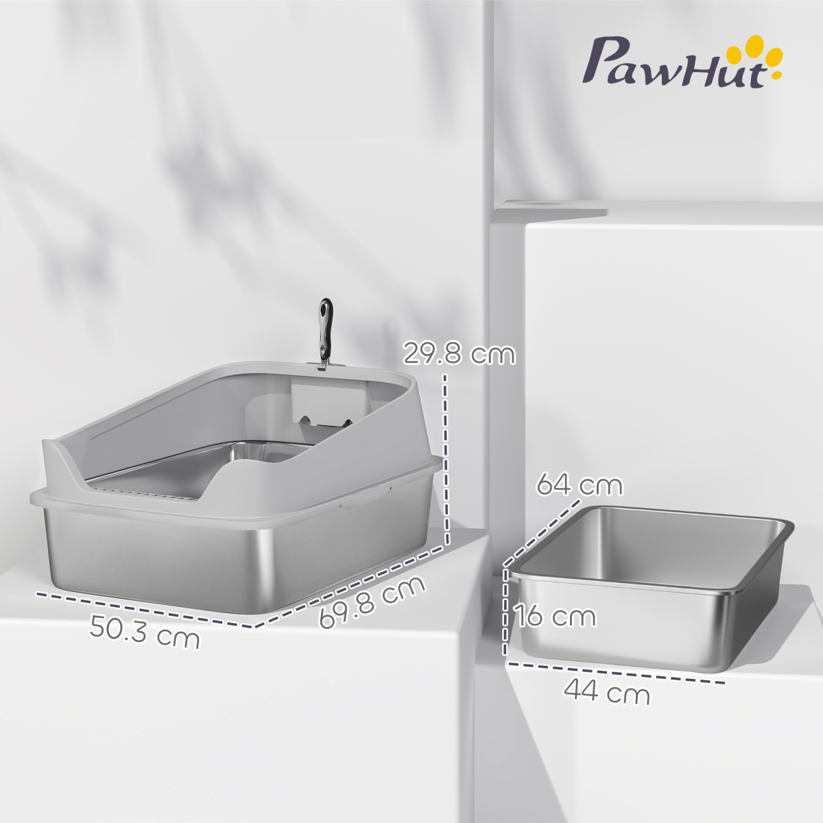 The 'Basin' – XXL Stainless Steel Open Litter Tray for Multi-Cat Homes