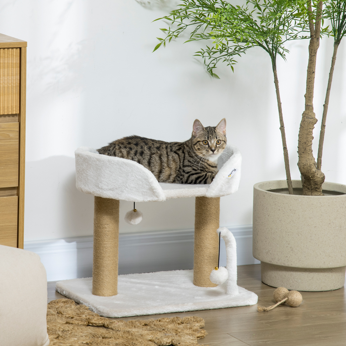 The 'Rowan' Natural Jute Scratching Post & Kitten Tower