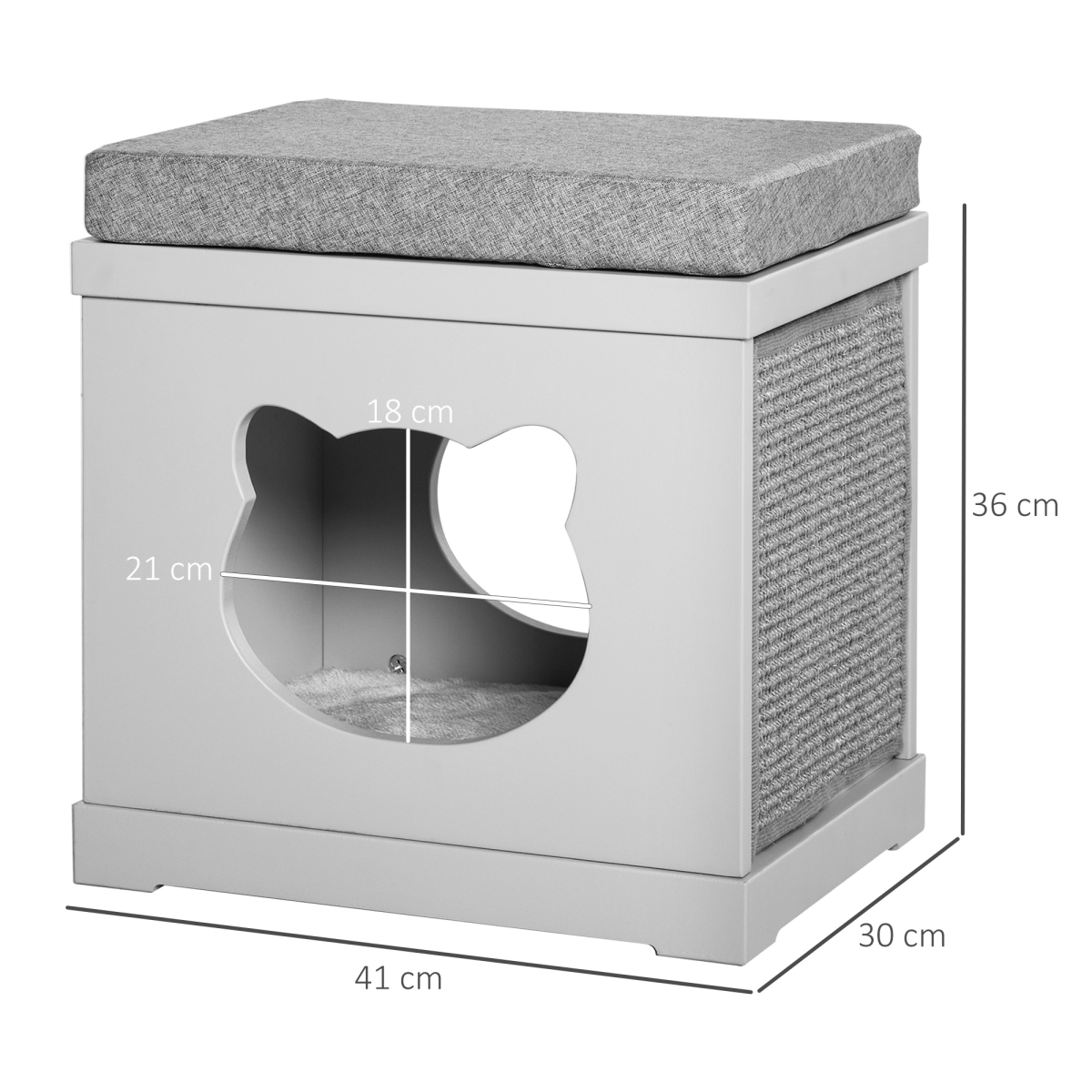 The 'Nook' – Cat House Cube with Sisal Scratch Pads & Top Cushion Perch