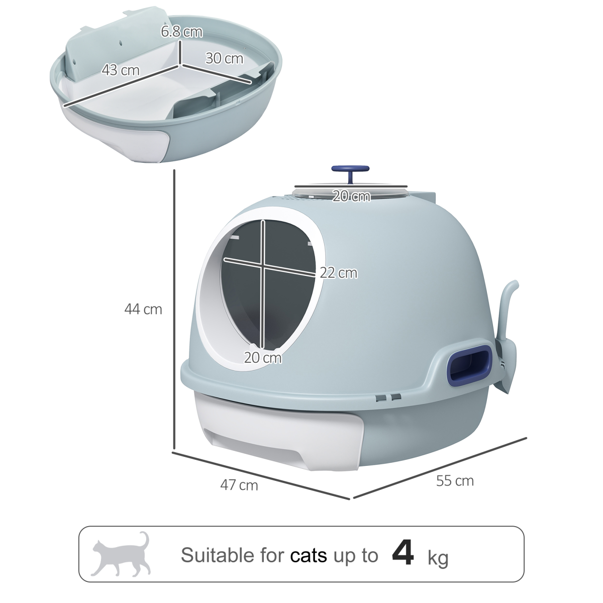 The 'Zenith' Skylight Cat Litter Station – Front Entry, Top Exit