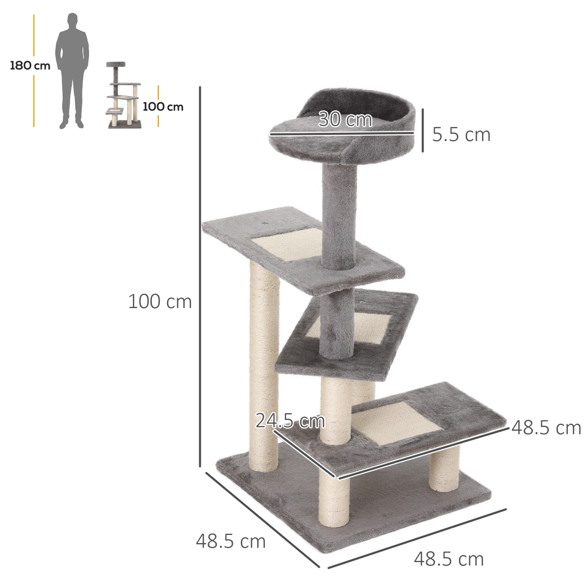 The 'Aria' Multi-Level Spiral Cat Tree (99cm)