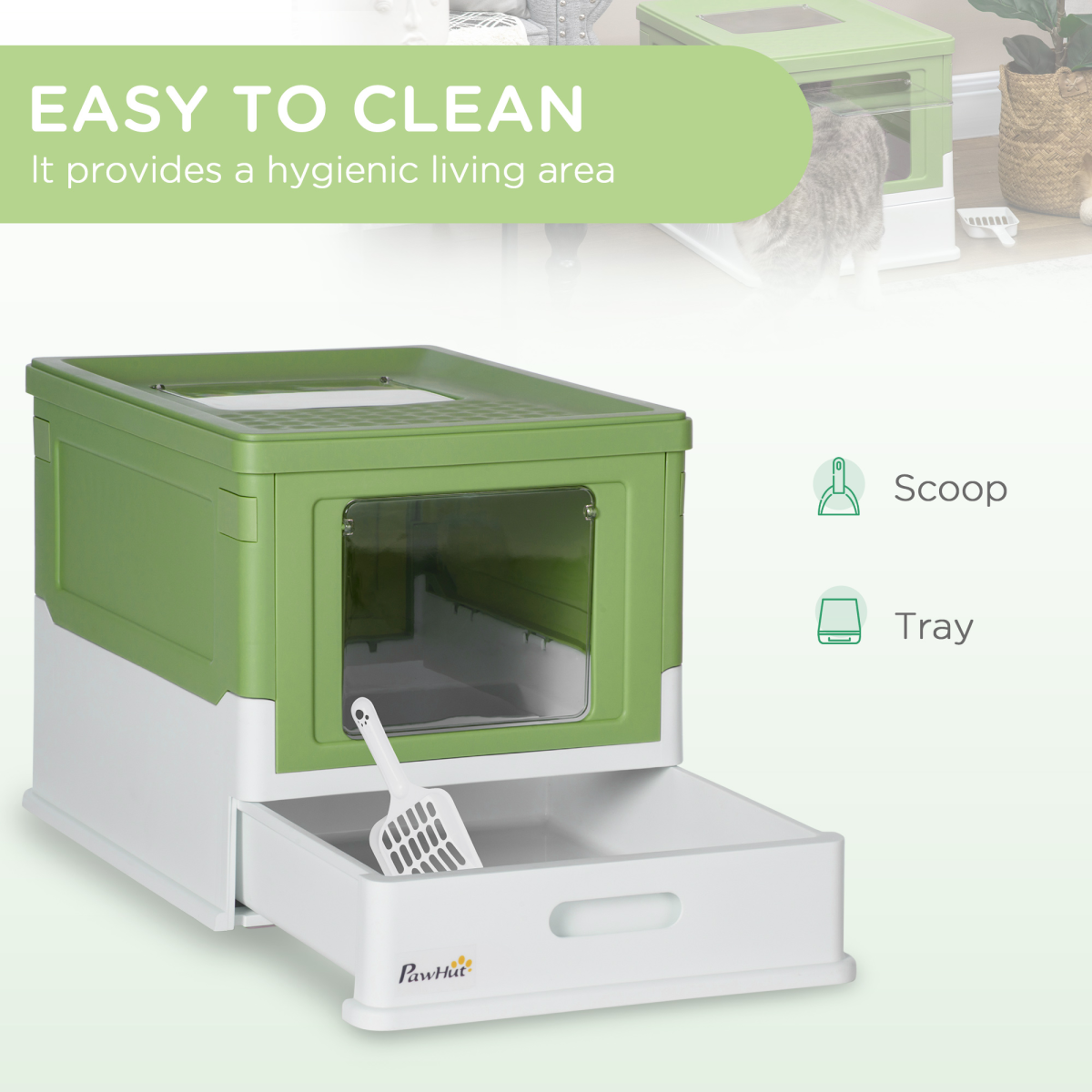 The 'Circuit' Enclosed Cat Litter Station — Front Entry, Top Exit Design (Light Green)