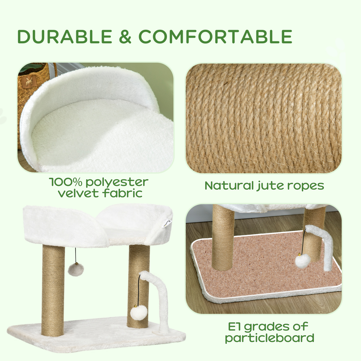 The 'Rowan' Natural Jute Scratching Post & Kitten Tower