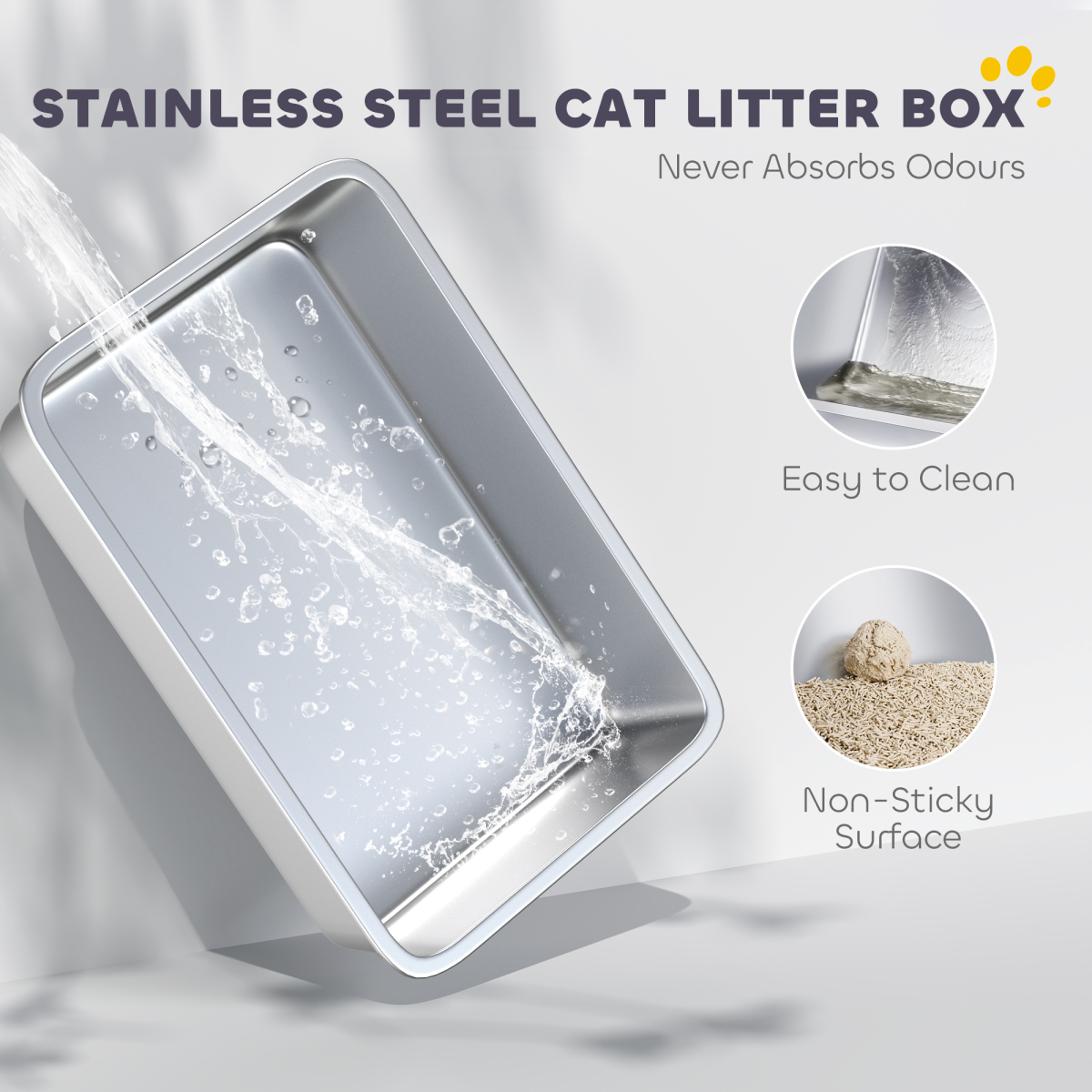 The 'Basin' – XXL Stainless Steel Open Litter Tray for Multi-Cat Homes