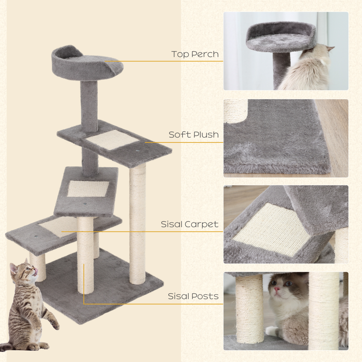 The 'Aria' Multi-Level Spiral Cat Tree (99cm)