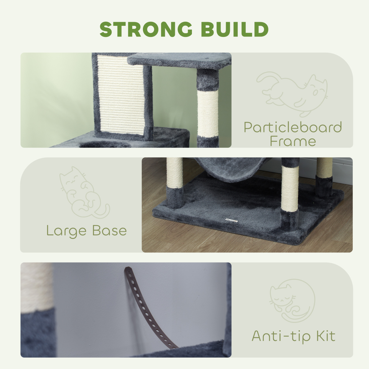 The 'Sovereign' – 206cm Cat Tower with Twin Condos, Hammocks & Wall Anchor