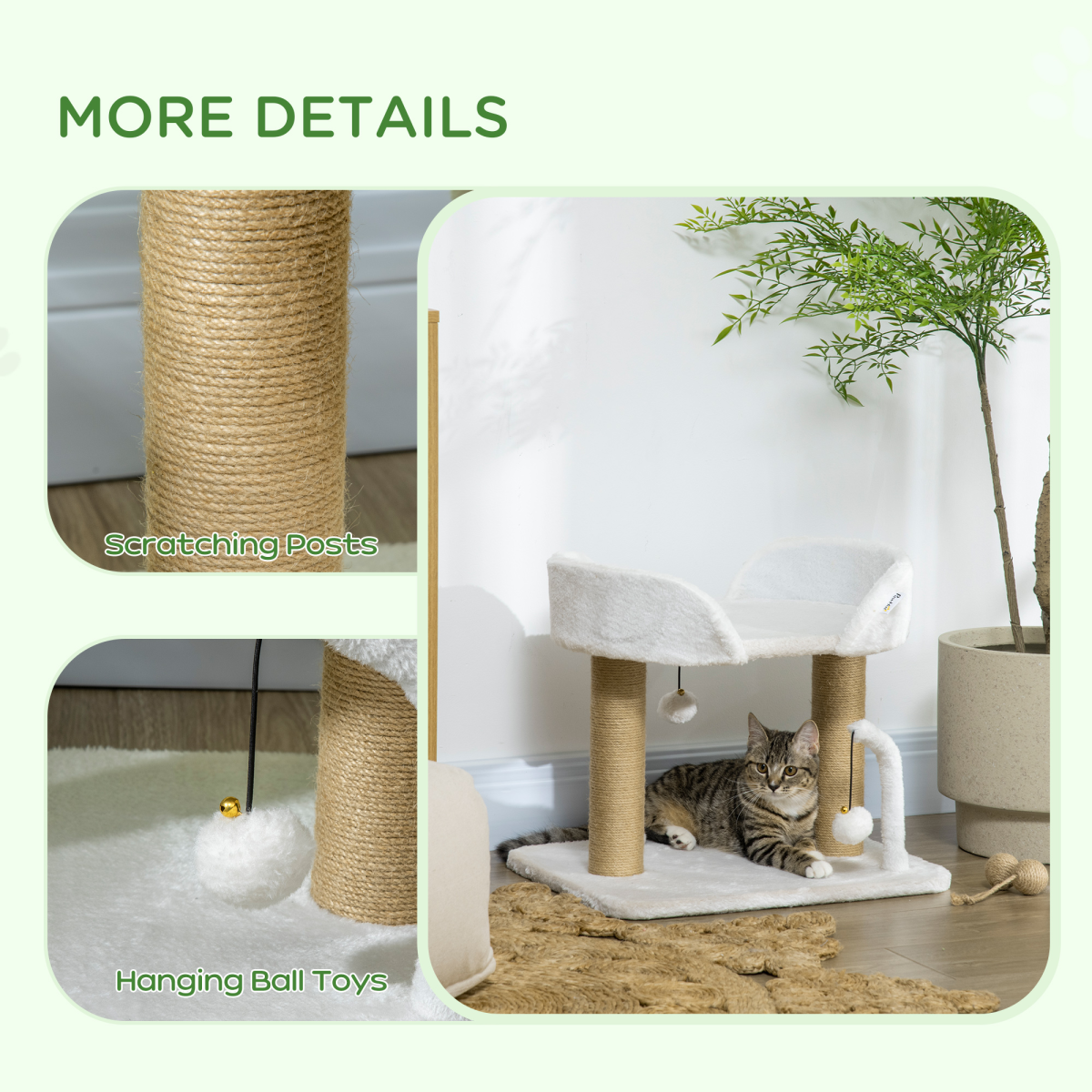 The 'Rowan' Natural Jute Scratching Post & Kitten Tower