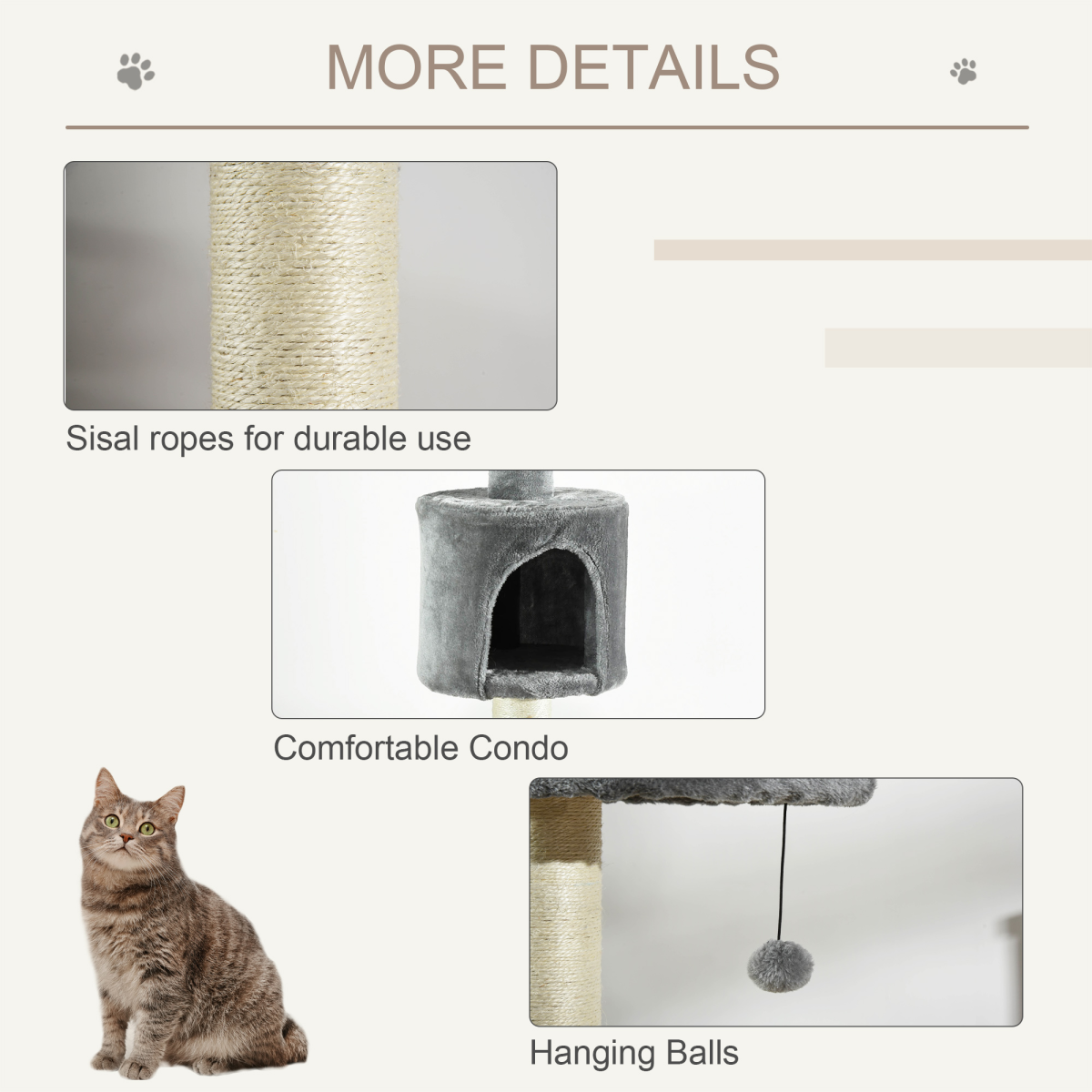 The 'Spire' – 217cm Four-Platform Cat Tower with Plush Summit House
