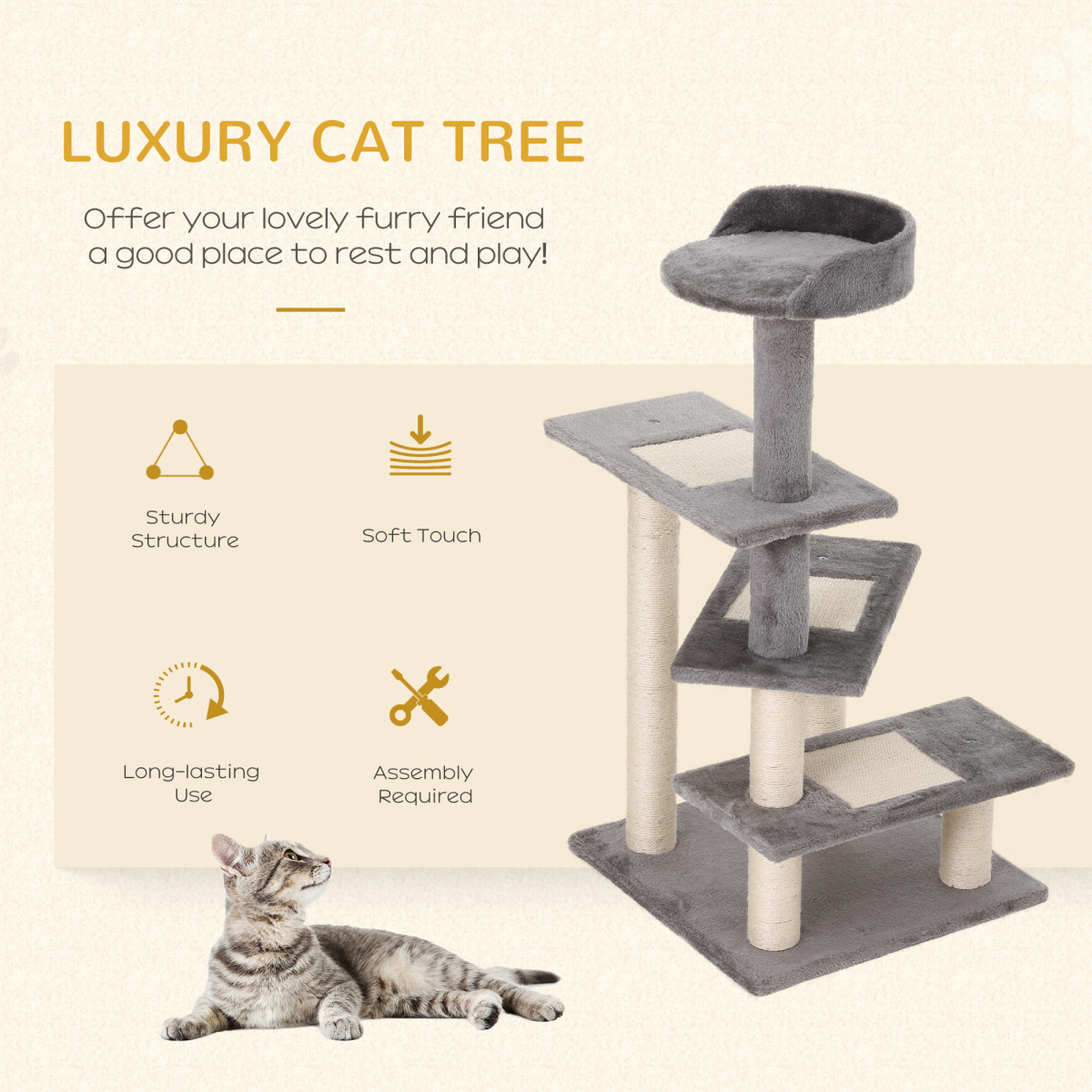 The 'Aria' Multi-Level Spiral Cat Tree (99cm)