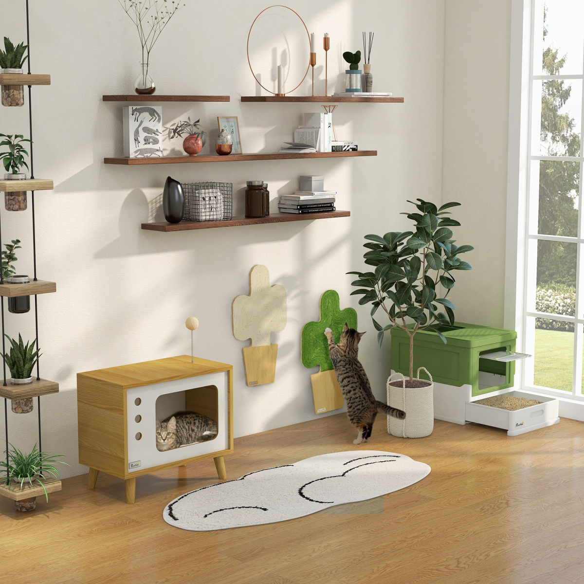 The 'Circuit' Enclosed Cat Litter Station — Front Entry, Top Exit Design (Light Green)