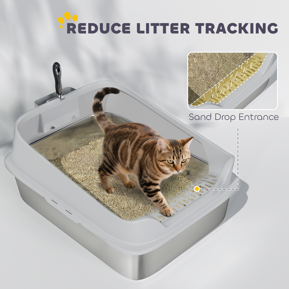 The 'Basin' – XXL Stainless Steel Open Litter Tray for Multi-Cat Homes