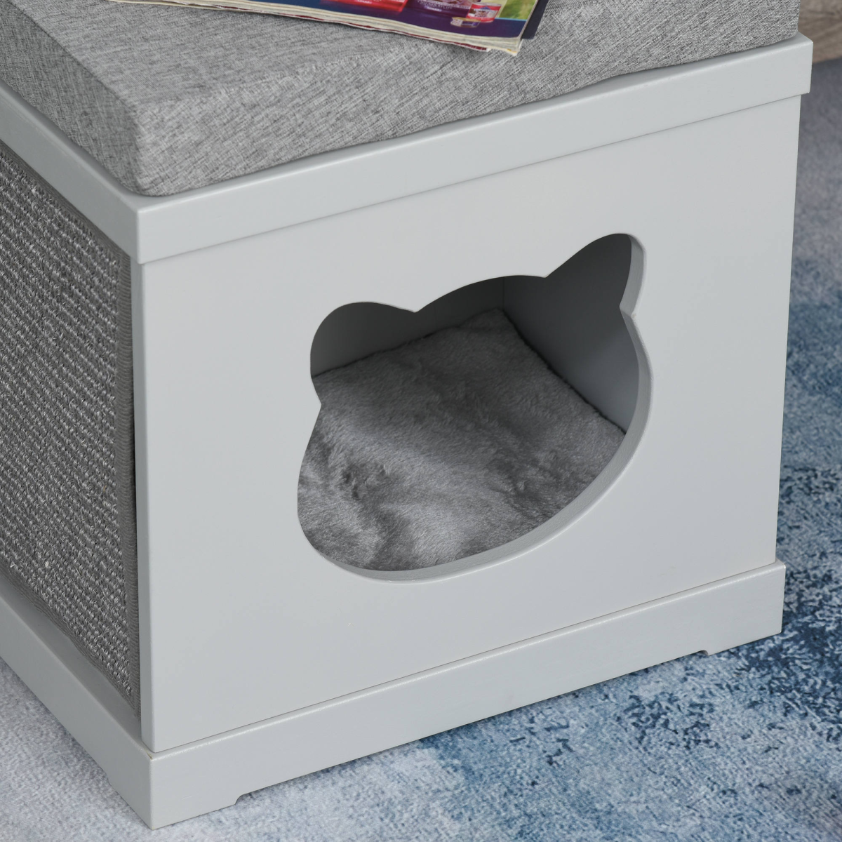 The 'Nook' – Cat House Cube with Sisal Scratch Pads & Top Cushion Perch