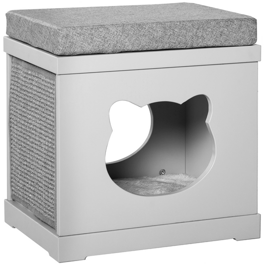 The 'Nook' – Cat House Cube with Sisal Scratch Pads & Top Cushion Perch