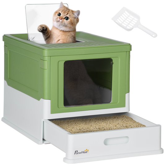 The 'Circuit' Enclosed Cat Litter Station — Front Entry, Top Exit Design (Light Green)