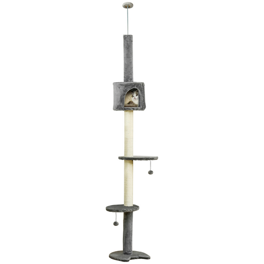 The 'Spire' – 217cm Four-Platform Cat Tower with Plush Summit House
